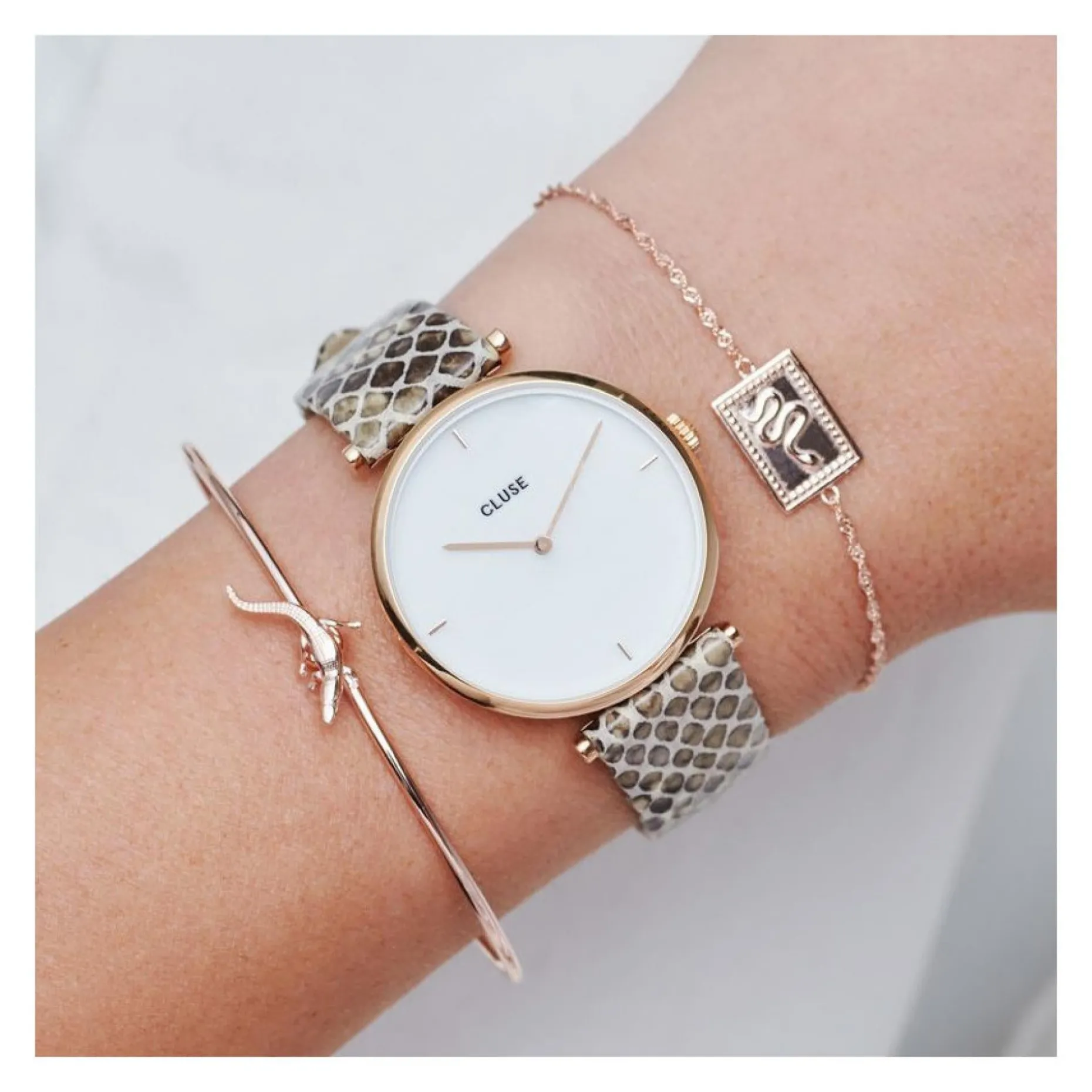 Cluse Armband Force Tropicale Twisted Rosegold Schlange 925er