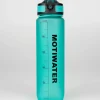 MOTIWATER Trinkflasche mit motivierenden Sprüchen & Uhrzeit - Variante: Grün (Schrift schwarz)