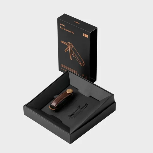 Orbitkey Geschenkset Key Organiser Top Grain Leather + Multi-Tool v2 - Variante: black