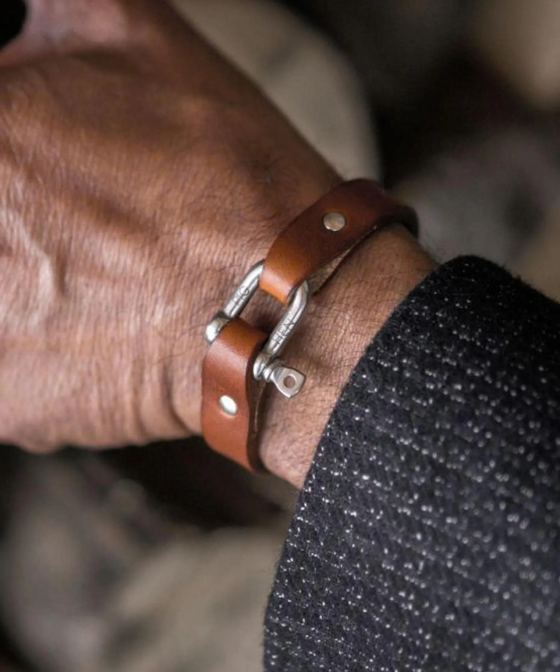 Pig & Hen Armband Sharp Simon Cognac Silber