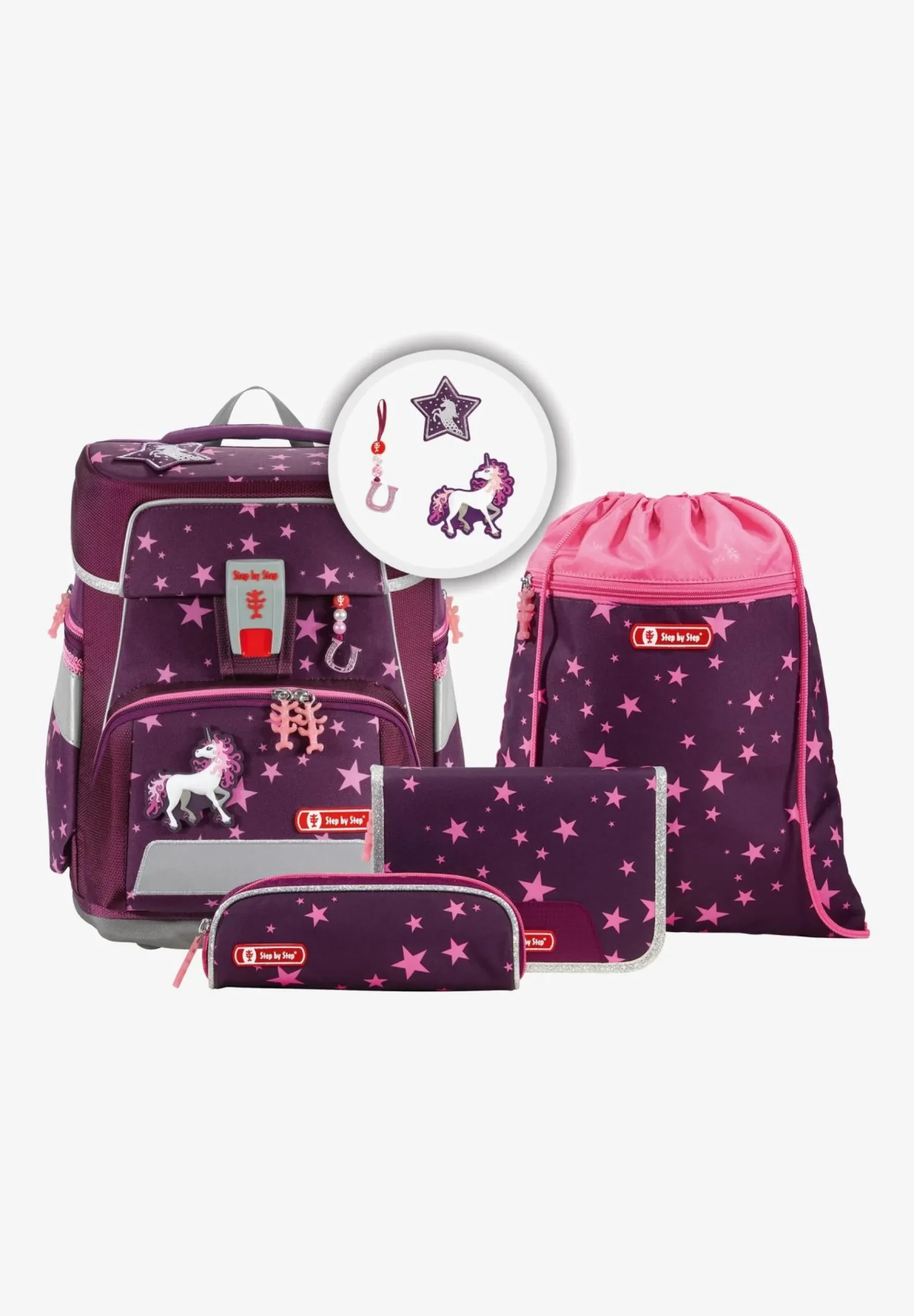 Step by Step Schulranzen-Set SPACE - Variante: Unicorn Schulranzen Set 5-teilig pink