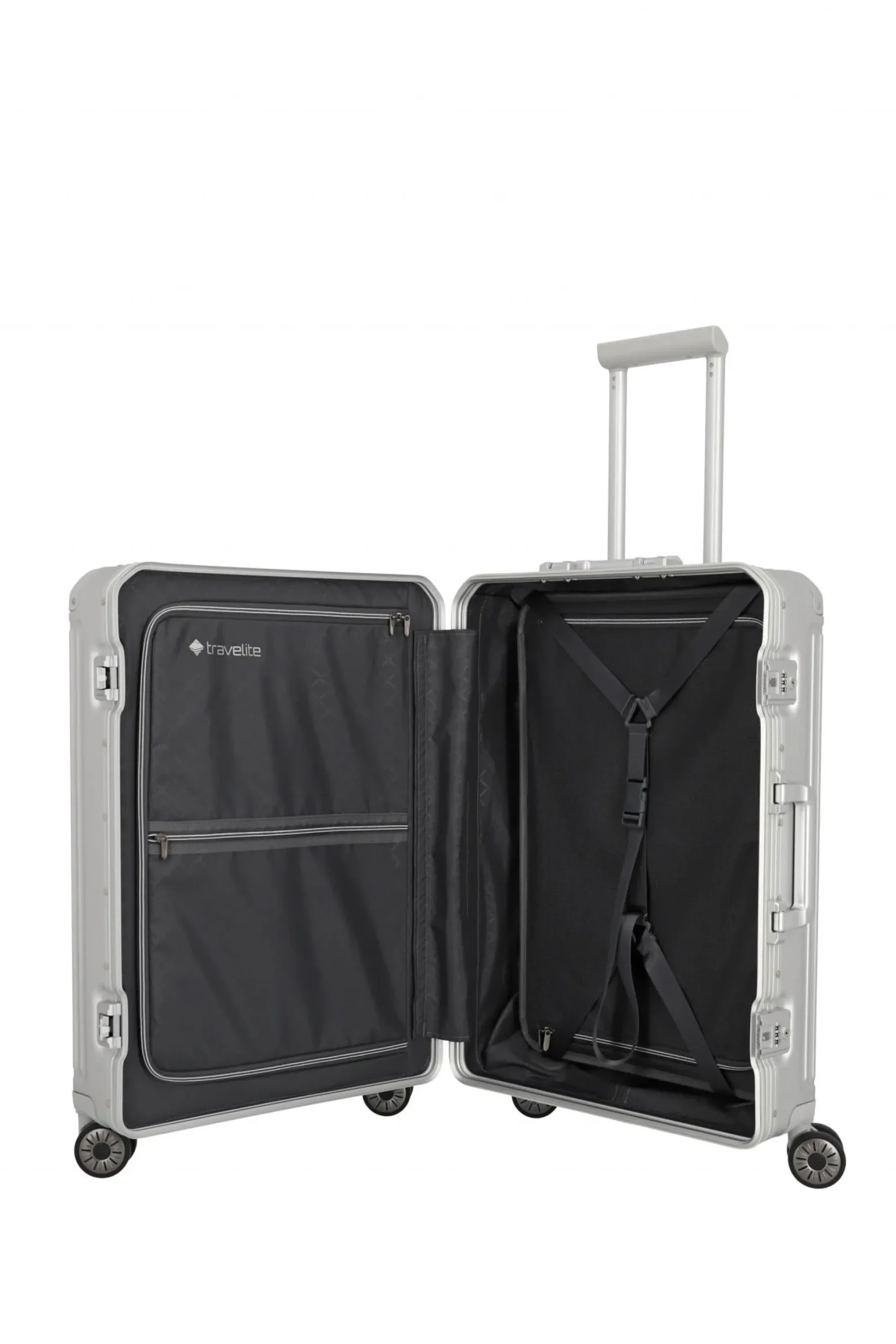 Travelite NEXT 4w Trolley M 67cm Silber