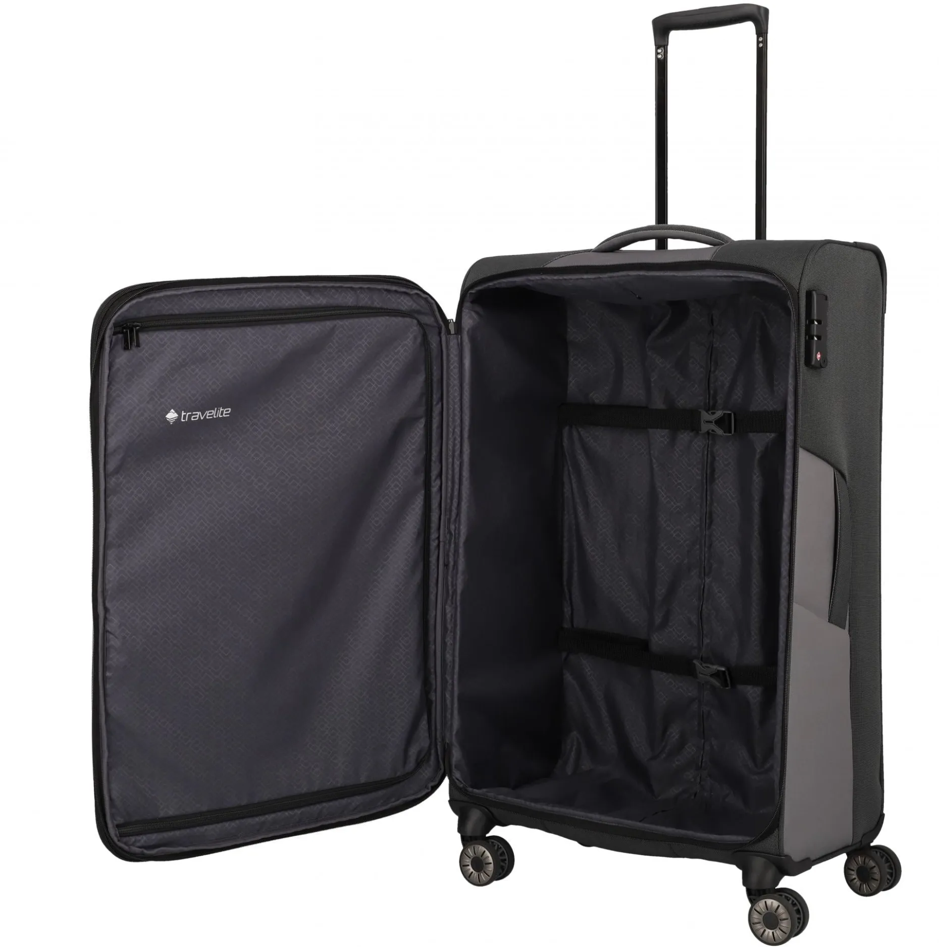 Travelite VIIA L 77cm Weicher Trolley Koffer, Schiefer