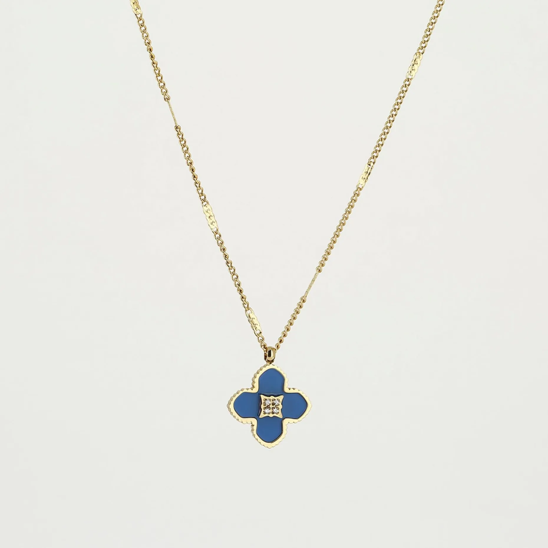 ZAG Bijoux Halskette Blume - Farbe: Blau/Gold