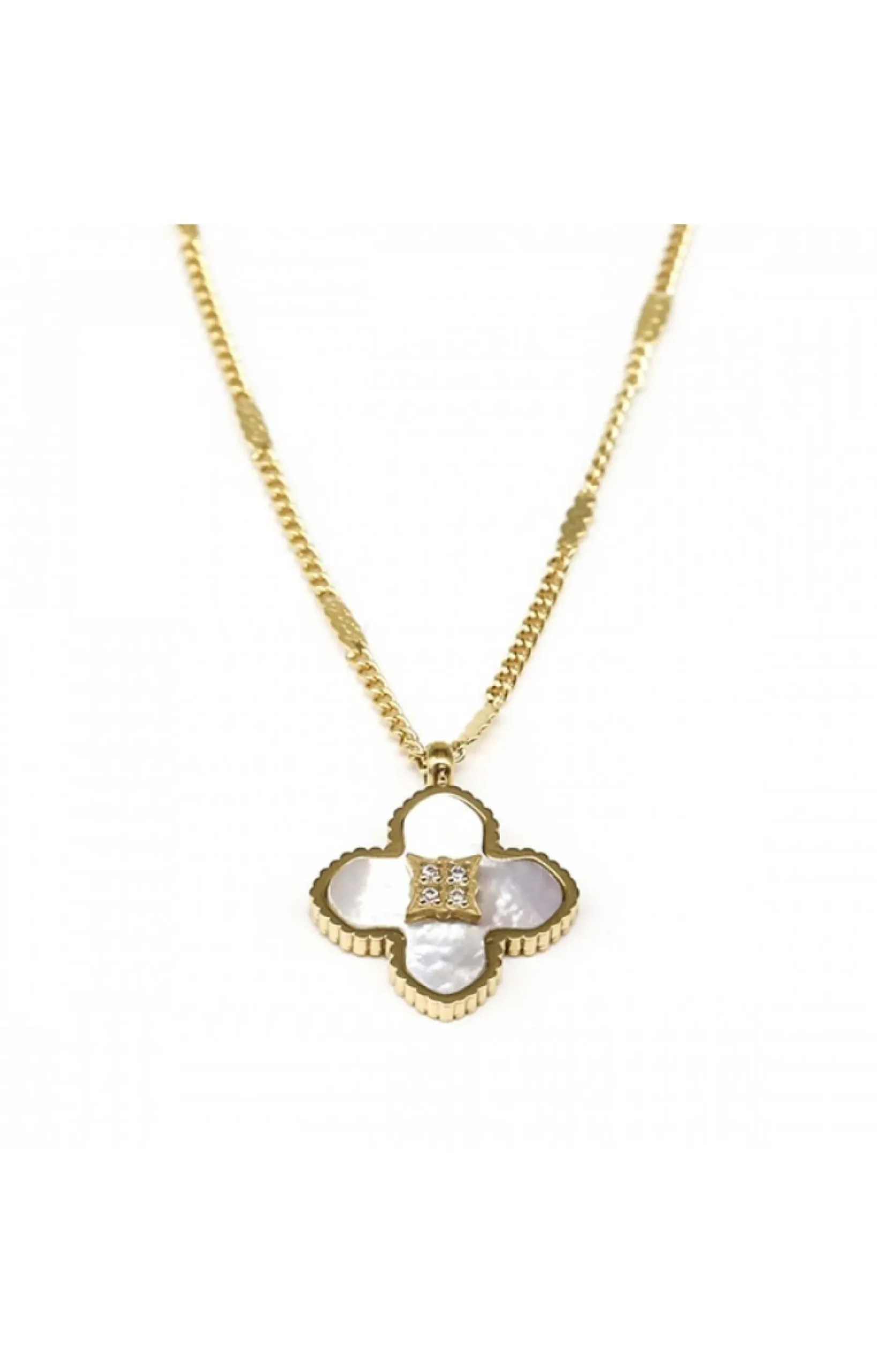ZAG Bijoux Halskette Blume - Farbe: Gold/Weiß