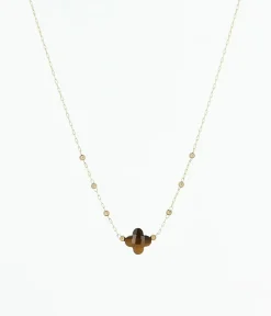 Zag Bijoux Halskette Velasquez SHORT GOLDEN STEEL Malachite 38CM+5 - Variante: Brown