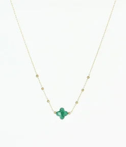 Zag Bijoux Halskette Velasquez SHORT GOLDEN STEEL Malachite 38CM+5 - Variante: Malachite