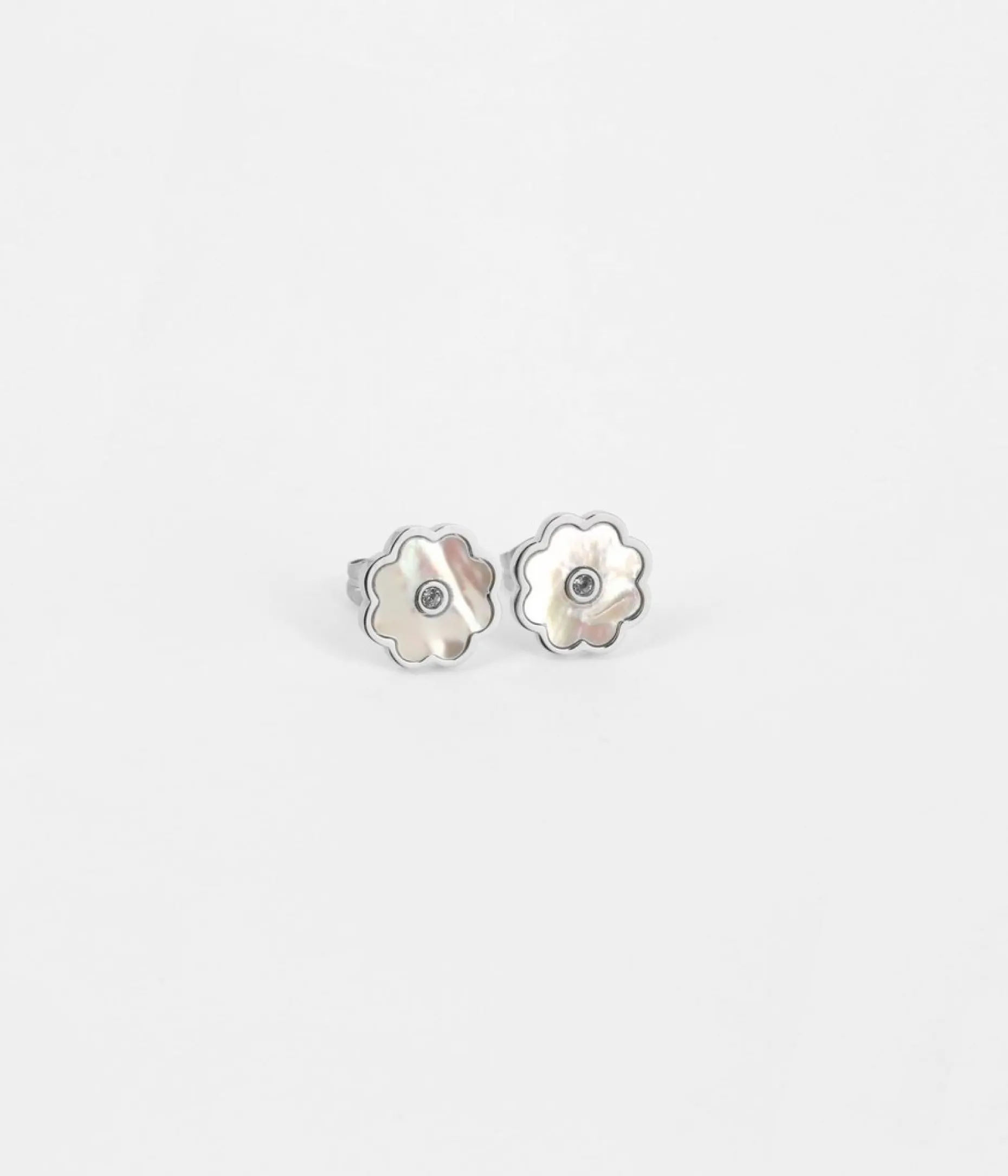 Zag Bijoux Ohrstecker Blume - Farbe: silber/Perlmutt/Zirkonienstein