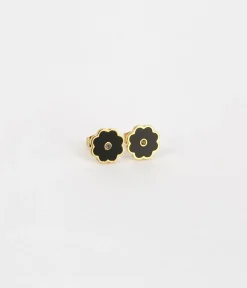 Zag Bijoux Ohrstecker Blume - Farbe: gold/Schwarz/Zirkonienstein
