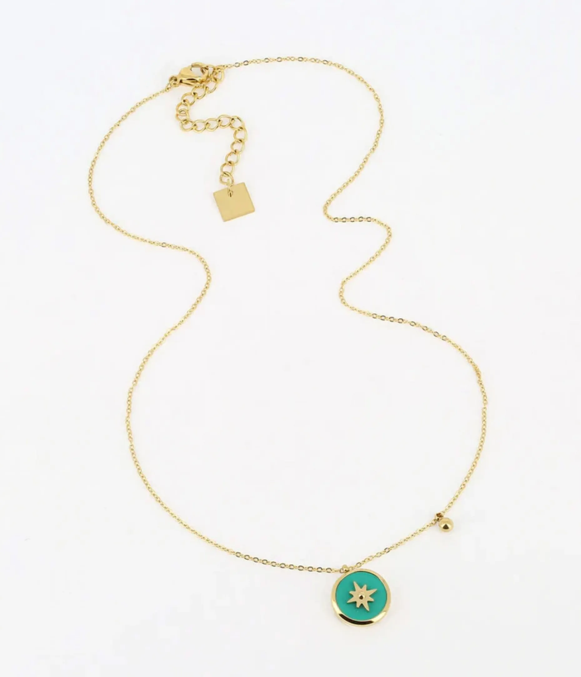 Zag Bijoux Sun Necklace Edelstahl vergoldet Grün