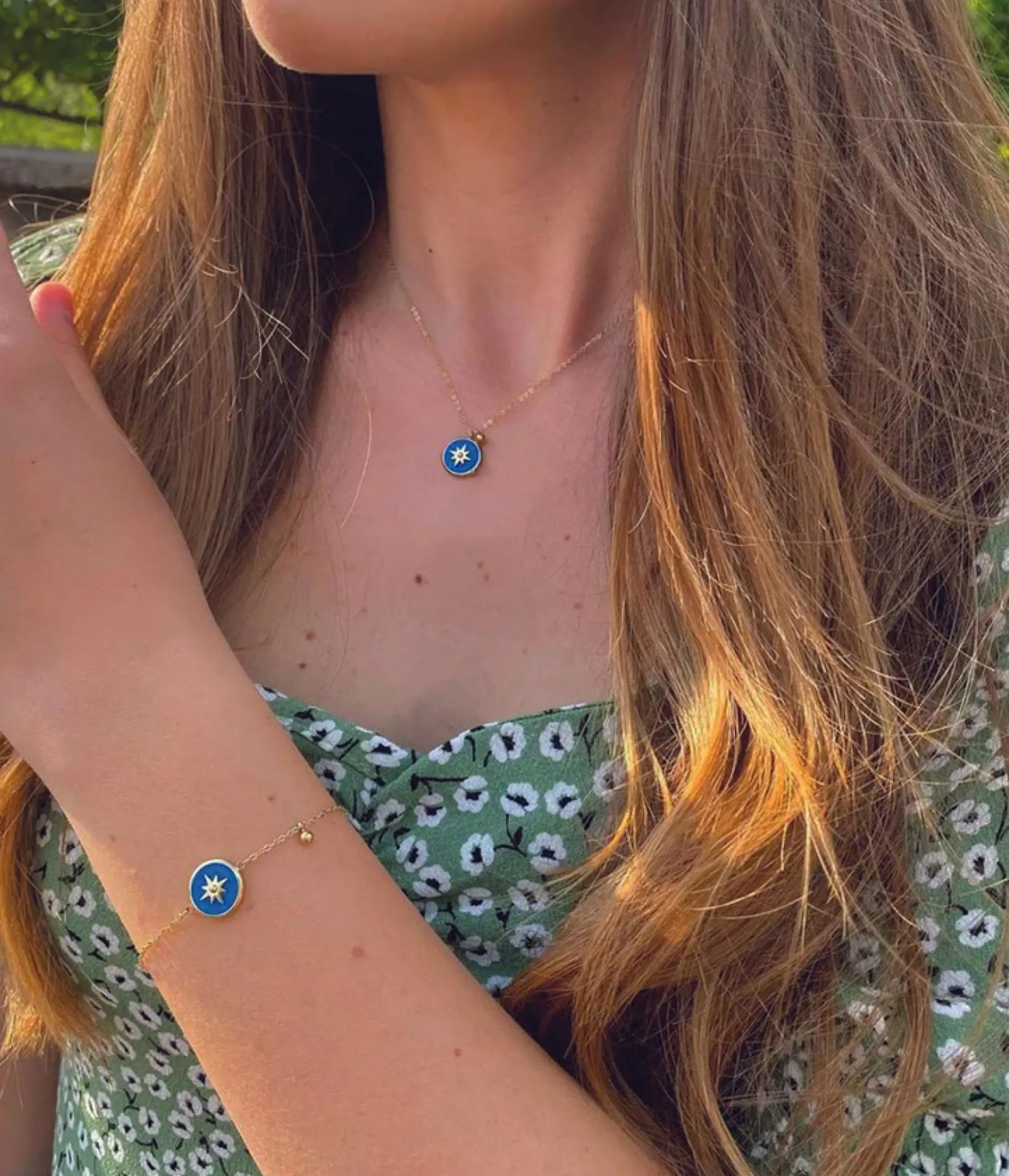 Zag Bijoux Sun Necklace Edelstahl vergoldet Pink